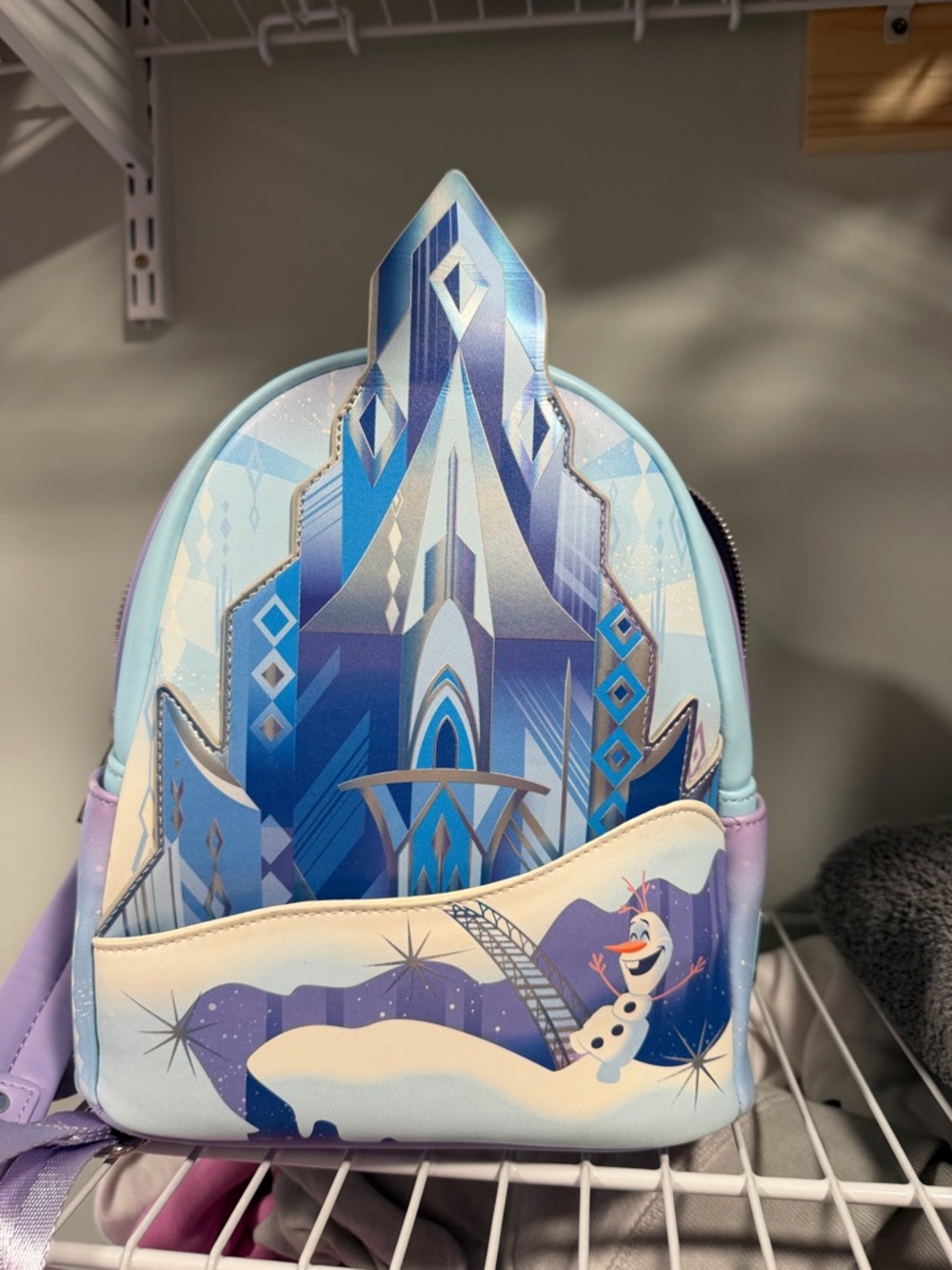 Disney LoungeFly Frozen Olaf Mini Backpack - Ice Castle Print